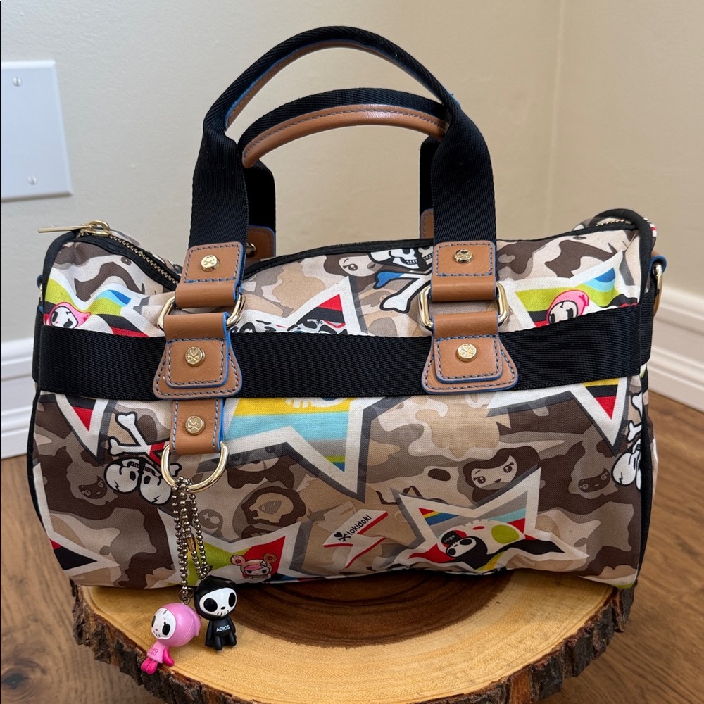 tokidoki rare vintage Duffel Bag with Brown and Black Accents.